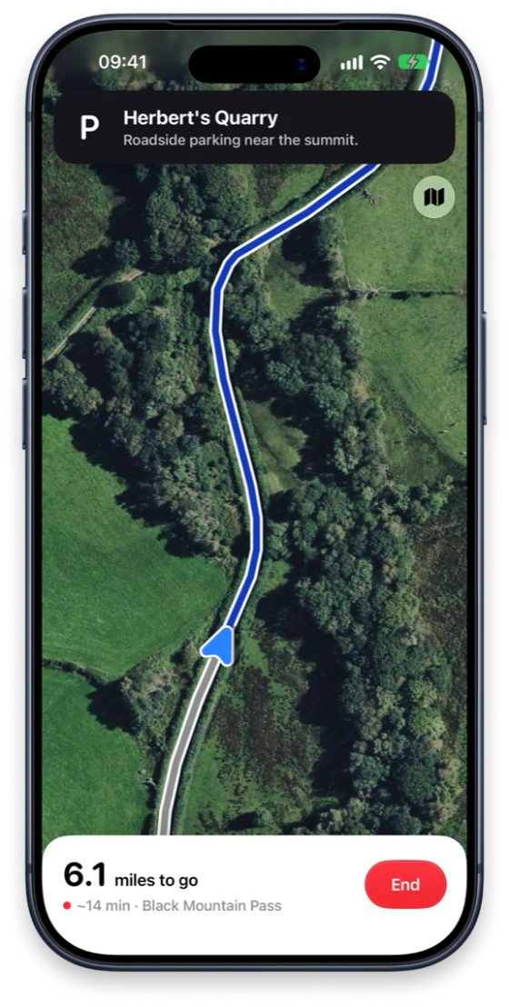 Routes app: Drive Mode on the road