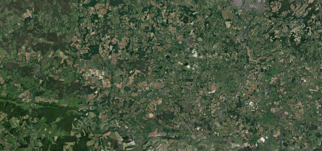 Satellite map of Sussex Weald, Southern England