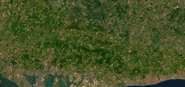 Satellite map of South Downs, Southern England