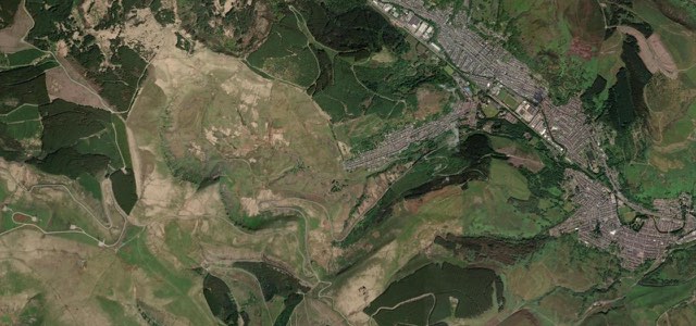 Satellite map of Bwlch Mountain Road, Wales