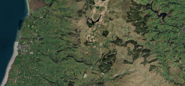Satellite map of Cambrian Mountains, Wales