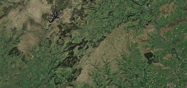 Satellite map of Llandovery to Builth, Wales