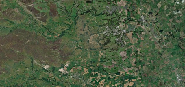Satellite map of Wensleydale to Richmond, Northern England