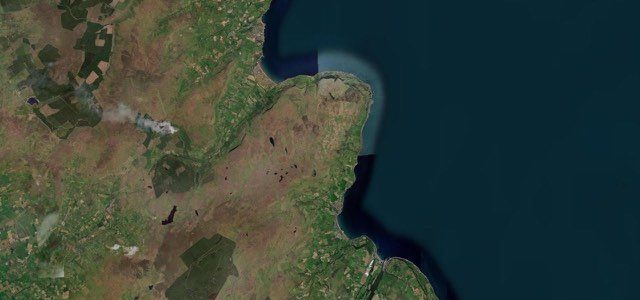 Satellite map of Antrim Coast Road, Northern Ireland