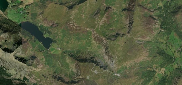 Satellite map of Honister Pass, Northern England