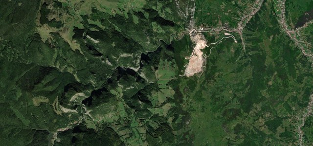 Satellite map of Bicaz Gorge, Romania