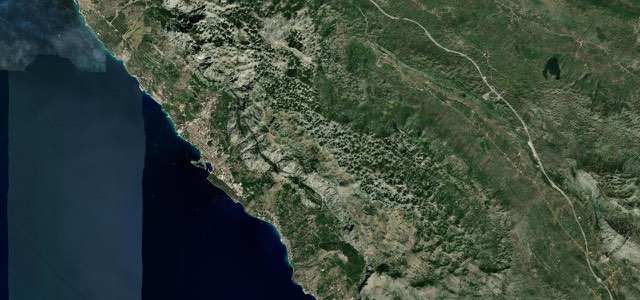 Satellite map of Biokovo Road, Croatia