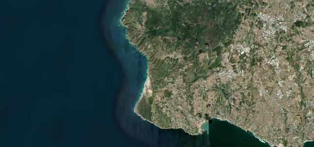 Satellite map of Cascais to Cabo da Roca, Portugal