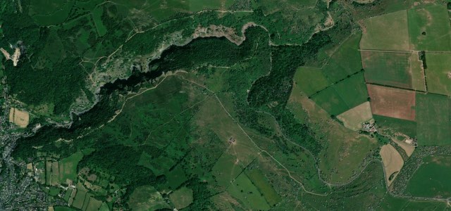 Satellite map of Cheddar Gorge, Southern England