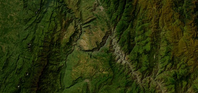 Satellite map of Chicamocha Canyon Road, Colombia