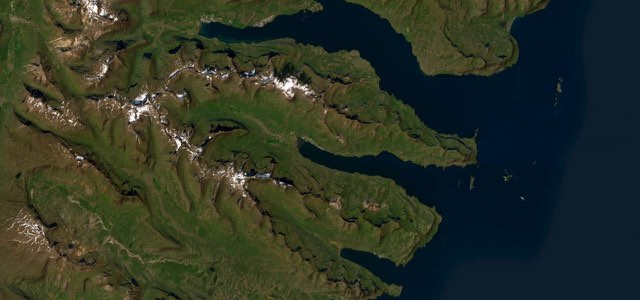Satellite map of East Fjords Coast, Iceland
