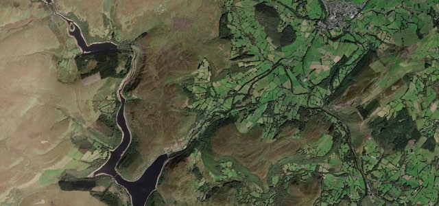 Satellite map of Elan Valley, Wales