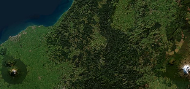 Satellite map of Forgotten World Highway, New Zealand