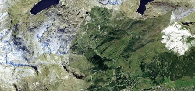 Satellite map of Gotthard Pass (Tremola), Switzerland