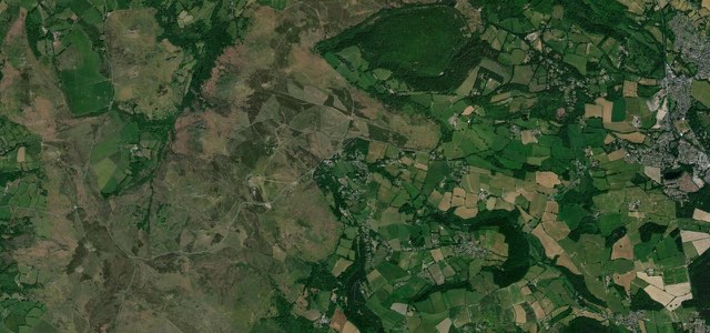 Satellite map of Bovey Tracey to Haytor, Southern England