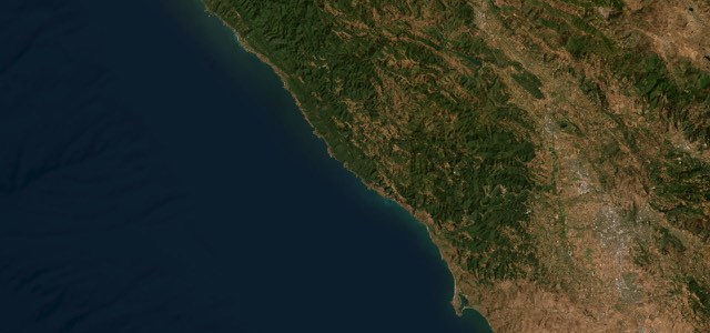 Satellite map of Highway 1, Sonoma Coast, The West