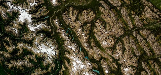 Satellite map of Icefields Parkway, Canada