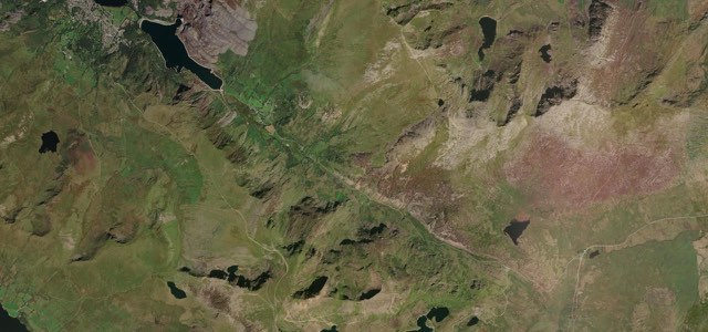 Satellite map of Llanberis Pass, Wales