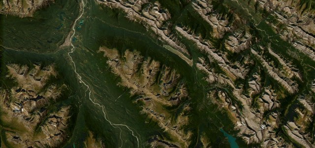 Satellite map of Maligne Lake Road, Canada
