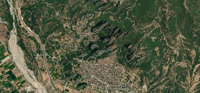 Satellite map of Meteora Monastery Road, Greece