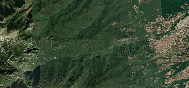 Satellite map of Litochoro to Prionia Road, Greece
