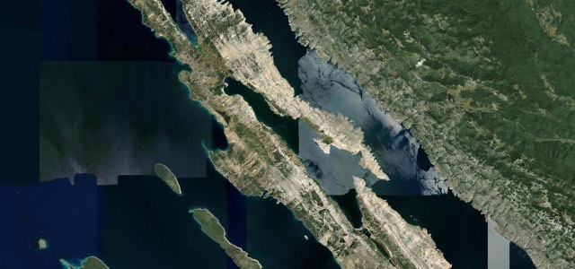Satellite map of Pag Island Karst Road, Croatia