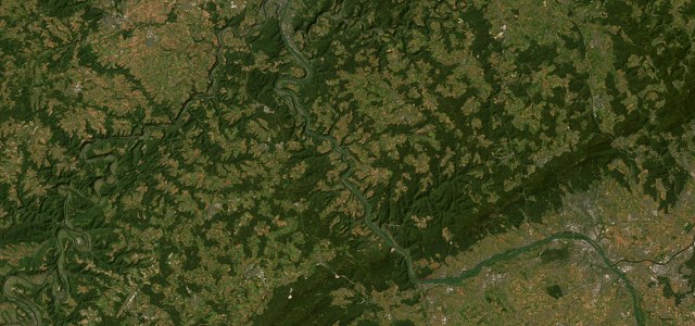 Satellite map of Rhine Gorge, Germany