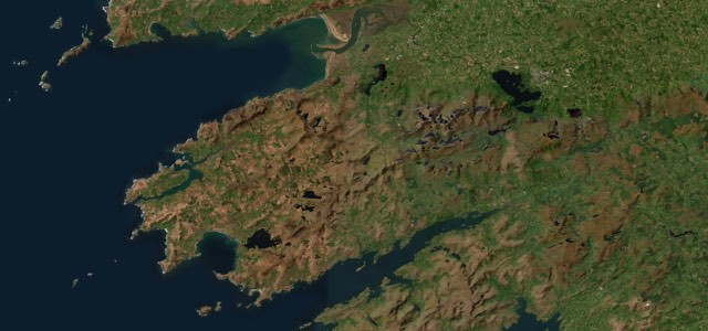Satellite map of Ring of Kerry, Ireland