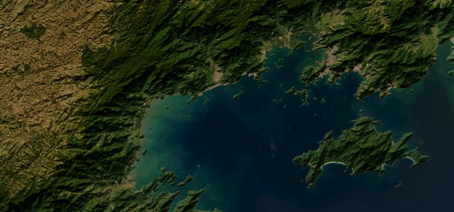 Satellite map of Rio-Santos Highway: Angra dos Reis to Paraty, Brazil