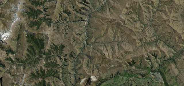 Satellite map of Skippers Canyon Road, New Zealand