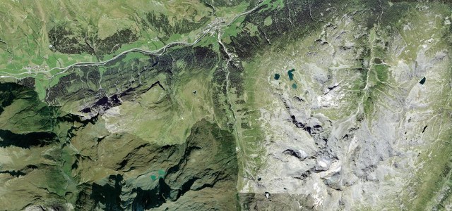 Satellite map of Splügen Pass, Switzerland