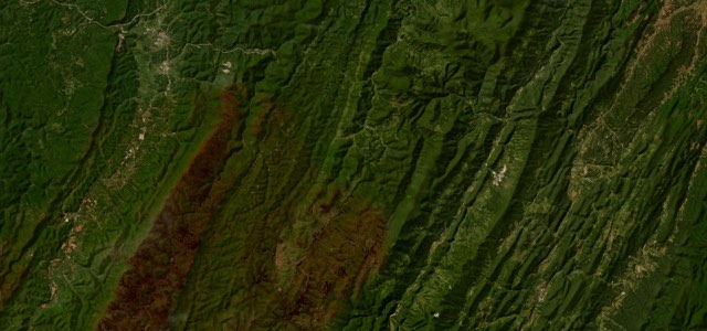 Satellite map of Allegheny Front, Elkins to Franklin, The East