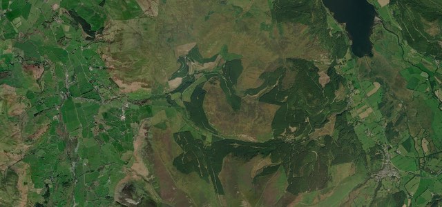 Satellite map of Whinlatter Pass, Northern England