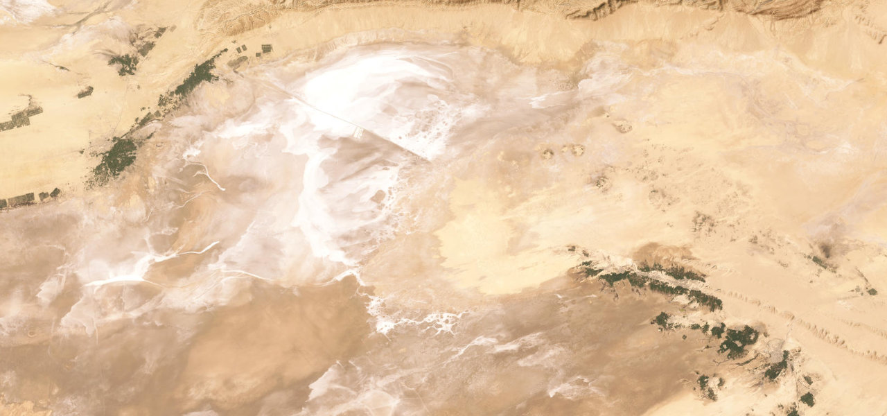 Satellite map of Chott el Djerid Causeway, Tunisia