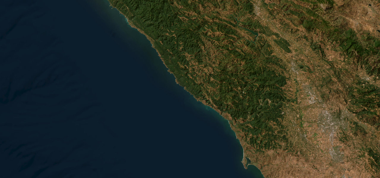 Satellite map of Highway 1, Sonoma Coast