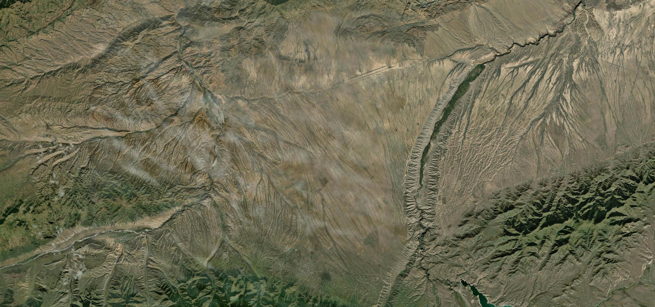 Satellite map of Kolsai Lakes Road, Kazakhstan