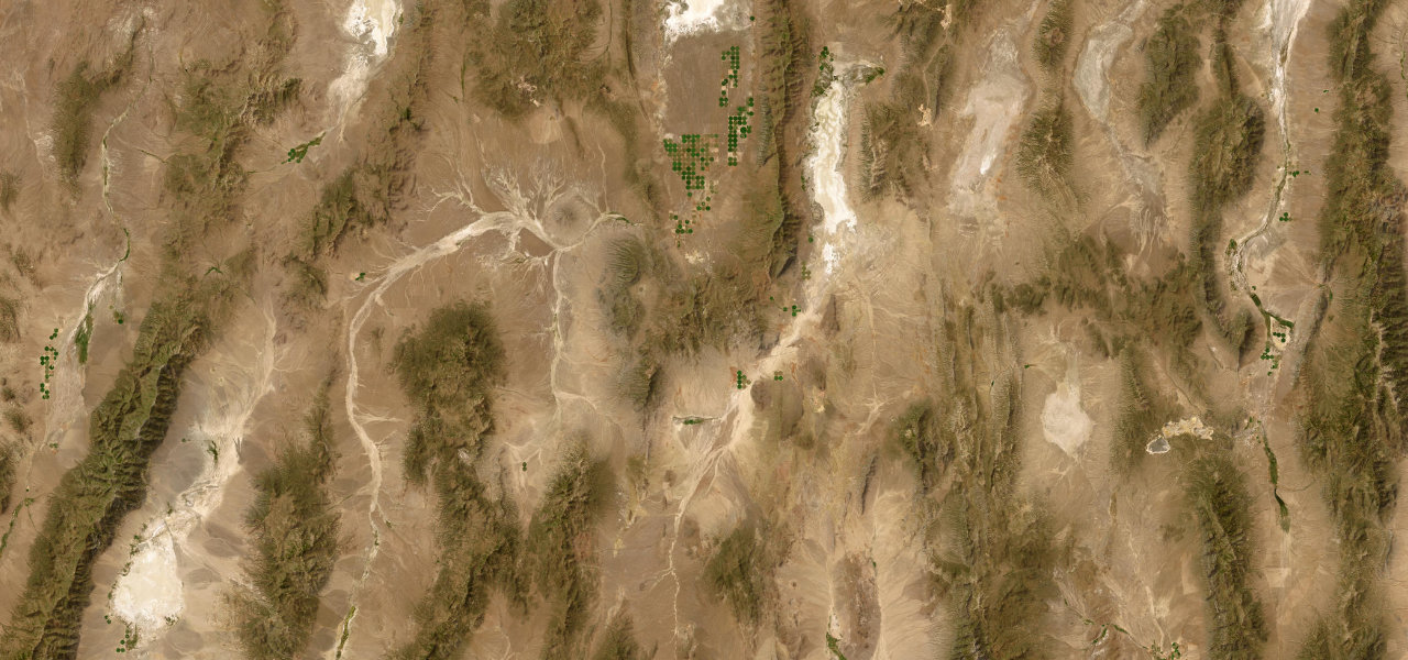 Satellite map of The Loneliest Road in America, Austin to Ely
