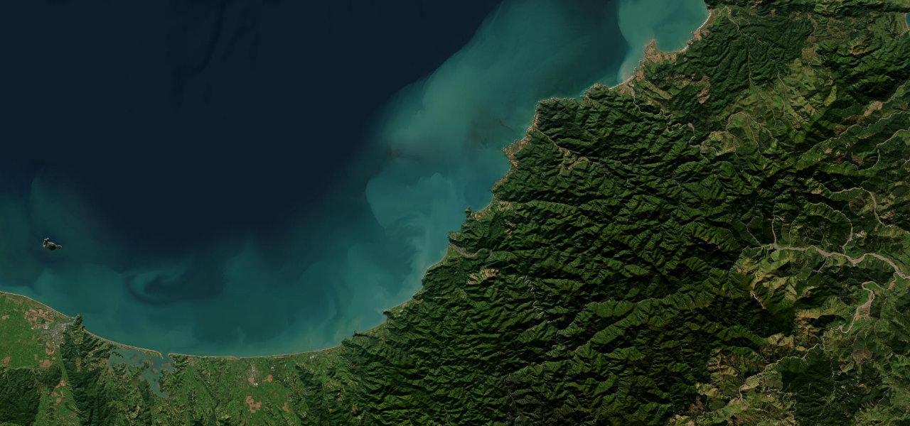 Satellite map of Pacific Coast Highway (Ōpōtiki to Waihau Bay)