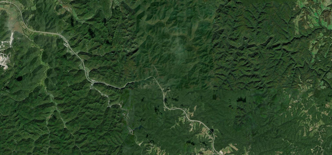 Satellite map of Red River Gorge