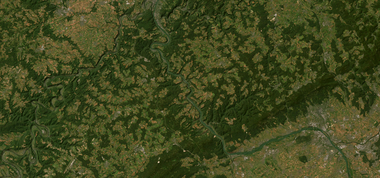 Satellite map of Rhine Gorge