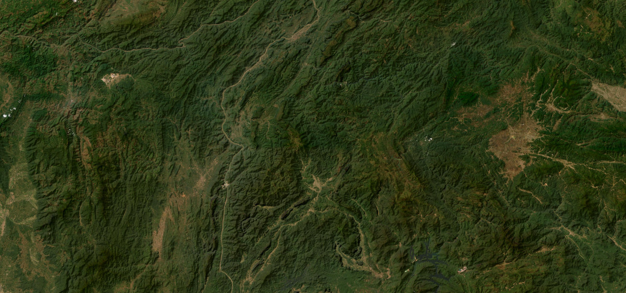 Satellite map of Route 13: Vang Vieng to Luang Prabang, Laos