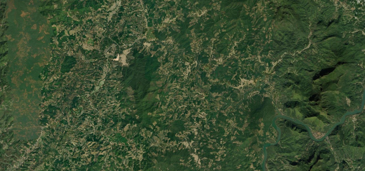 Satellite map of Route 1C to Nong Khiaw