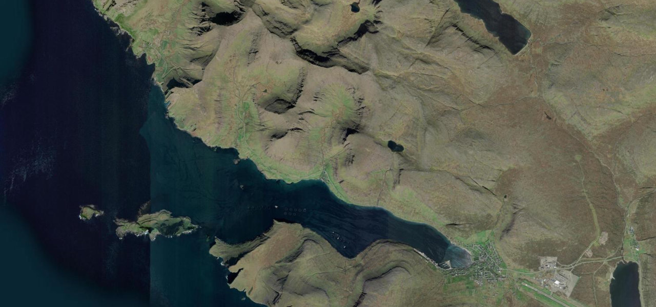 Satellite map of Route to Gásadalur, Faroe Islands
