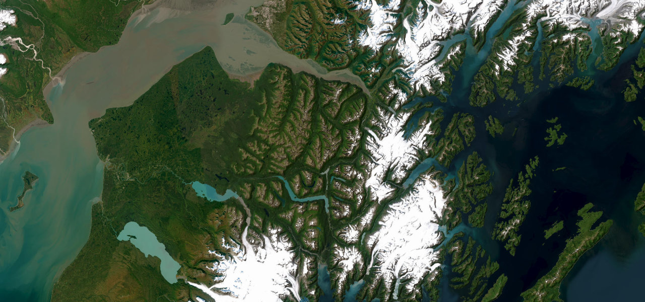 Satellite map of Seward Highway, USA – West