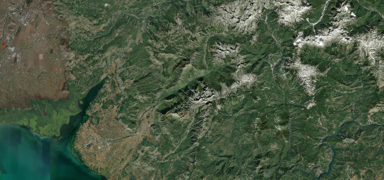 Satellite map of Theth Alpine Road, Albania