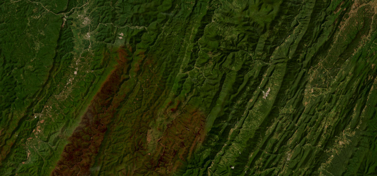 Satellite map of Allegheny Front, Elkins to Franklin