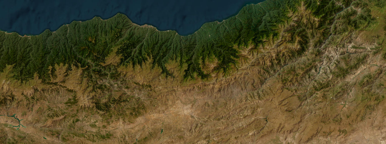 Satellite view of the Anatolian Passes roads