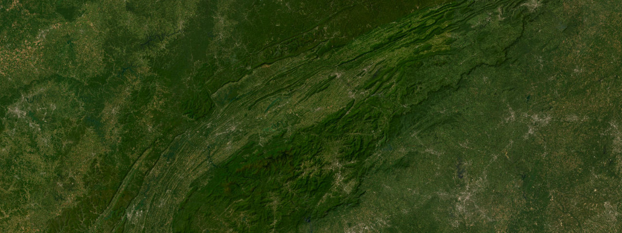 Satellite view of the Appalachian Dragons roads