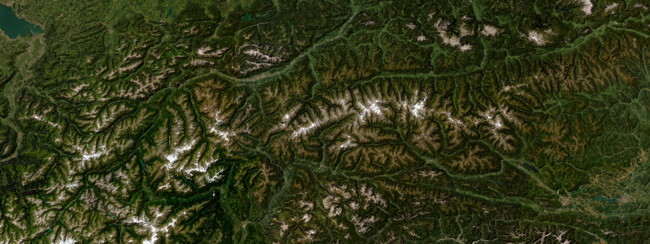 Satellite view of the Austrian Alps roads
