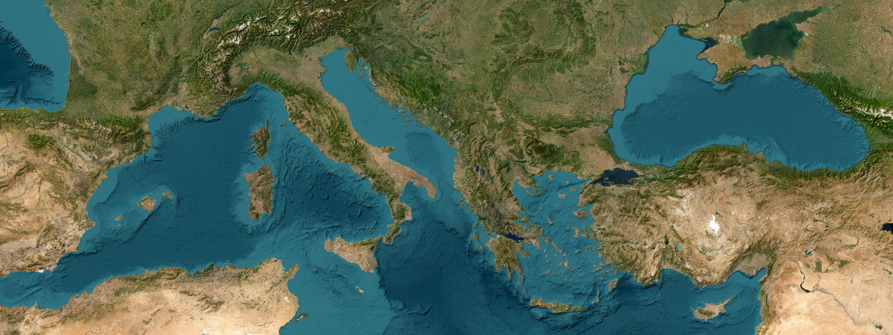 Satellite view of the Balkans & Adriatic roads
